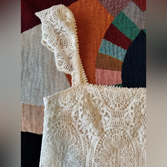 Sezane Edith White Lace/Crochet Lined Boho Top 36/4/Small - Picture 3 of 7